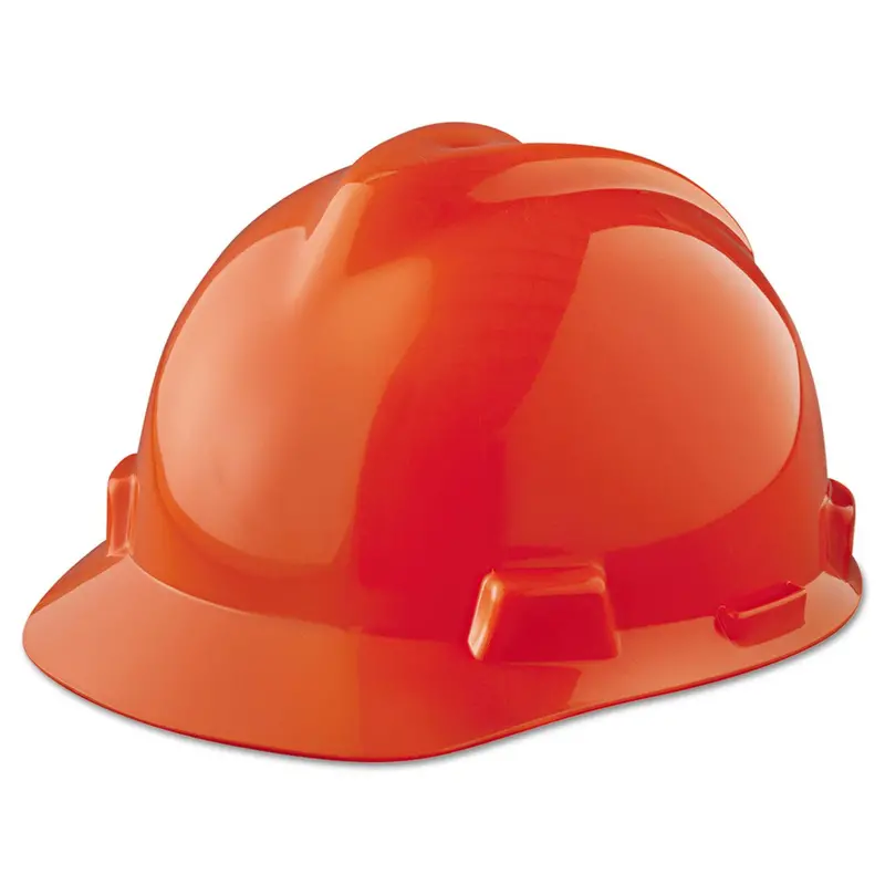 MSA V-Gard Orange Hard Hat with Fas-Trac III Suspension (Slotted) – Model 475361
