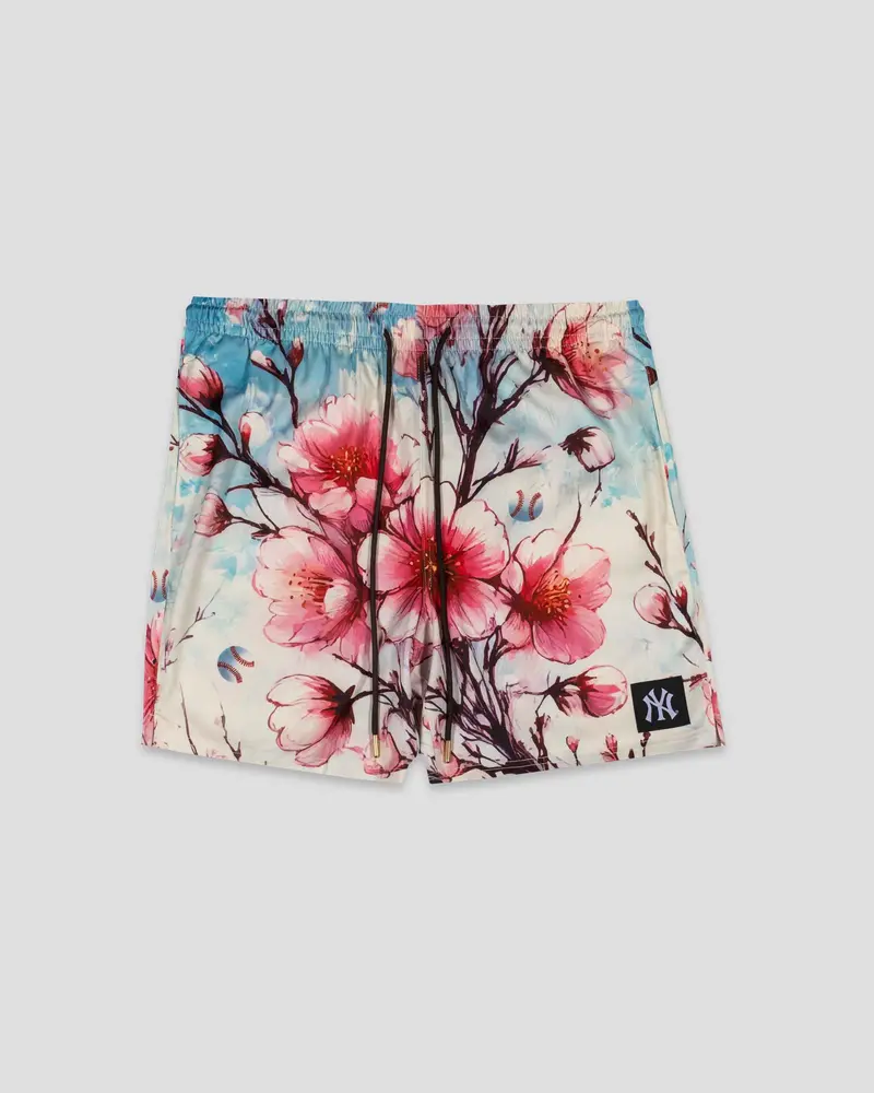 New York Yankees Cherry Blossom Diamond Lux Satin Youth Shorts