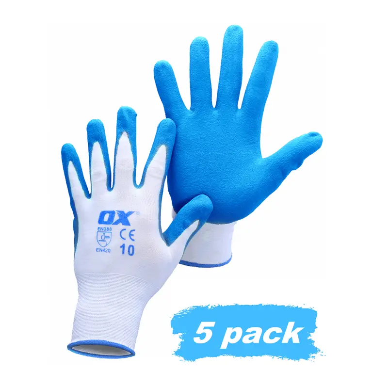 OX Pro Polyester-Lined Nitrile Gloves (5-Pack) – XL