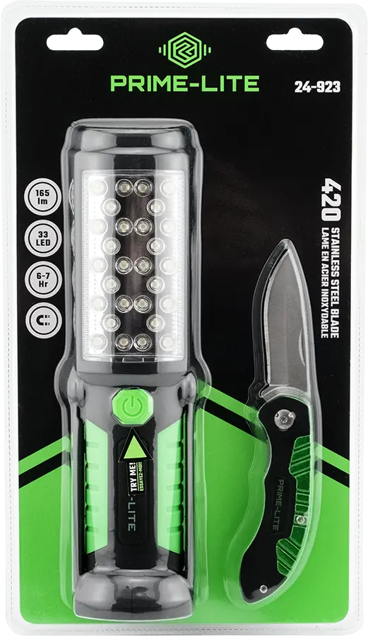 Prime-Lite 2-in-1 Rechargeable Worklight and Pocket Knife Combo