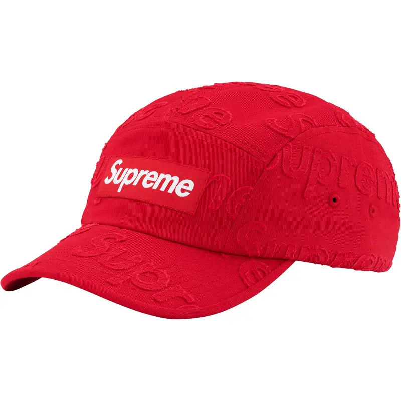 Red Supreme Laser-Cut Twill Camp Cap