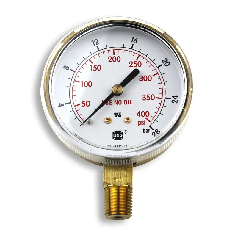 Smith 2.5-Inch High-Range Pressure Gauge – 0–400 PSI/Bar (GA037-07)