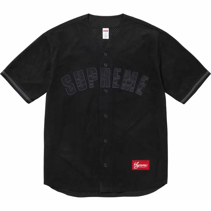 Supreme Black Ultrasuede Mesh Baseball Jersey