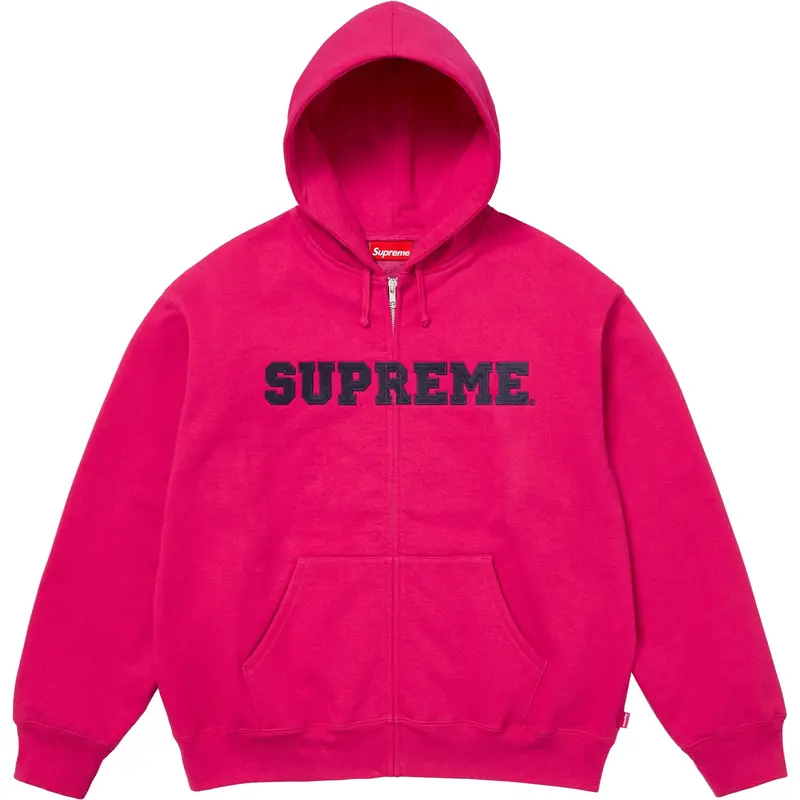 Supreme Collegiate Hoodie with Appliqué Details in Fuchsia