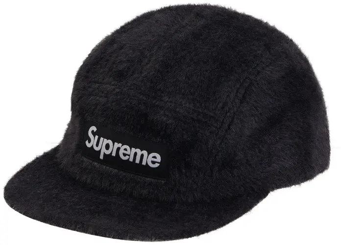Supreme Faux Fur Trim Camp Cap in Black