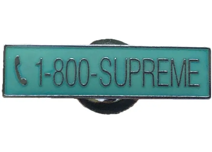 Supreme Glow-in-the-Dark 1-800 Phone Number Enamel Pin