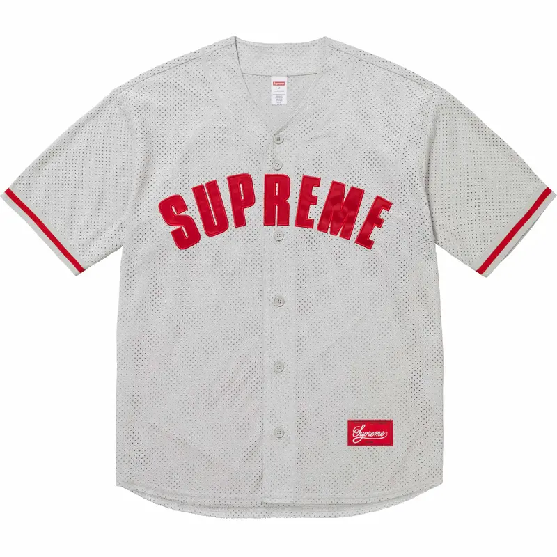 Supreme Grey Ultrasuede Mesh Baseball Jersey