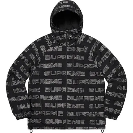 Supreme Logo-Emblazoned Ripstop Hooded Jacket in Black