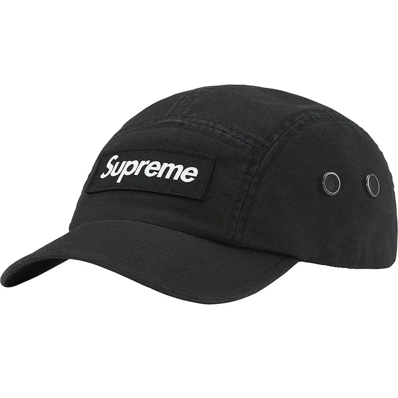Supreme Military-Style Camp Cap – Black