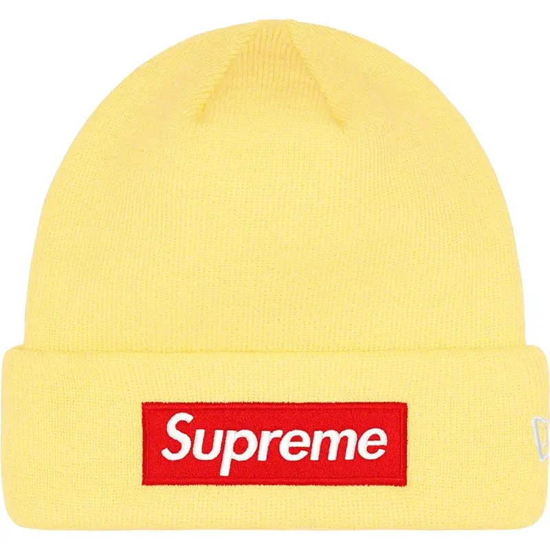 Supreme Pale Yellow New Era Box Logo Cap-Style Beanie