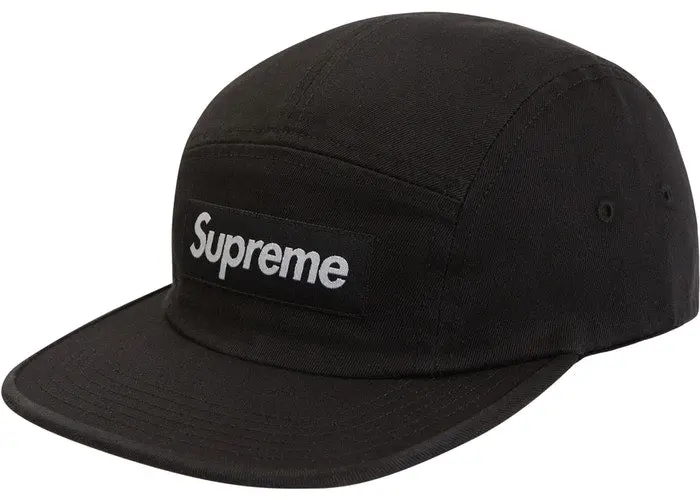Supreme SS19 Black Washed Chino Twill Camp Cap