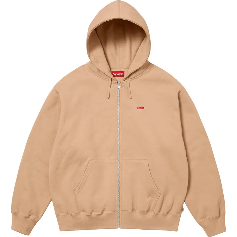 Supreme SS25 Khaki Small Box Logo Hooded Zip-Up Sweatshirt