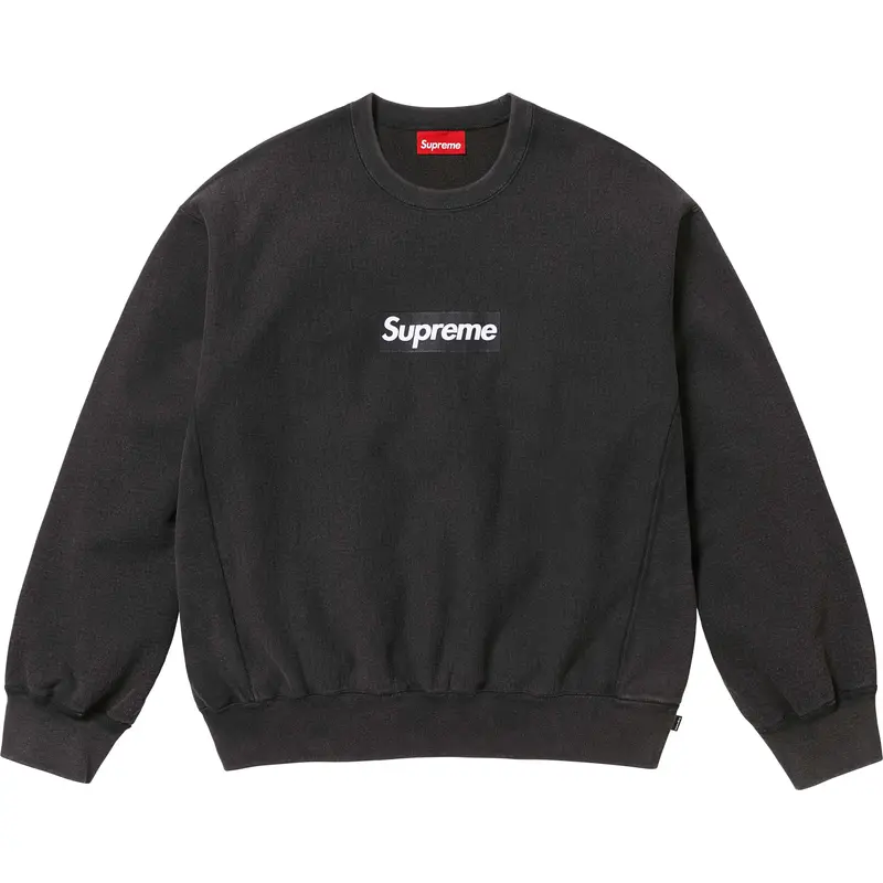 Supreme SS25 Washed Box Logo Crewneck Sweatshirt – Black