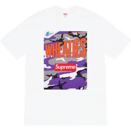 Supreme Wheaties-Inspired Graphic Tee – White Cotton Crew