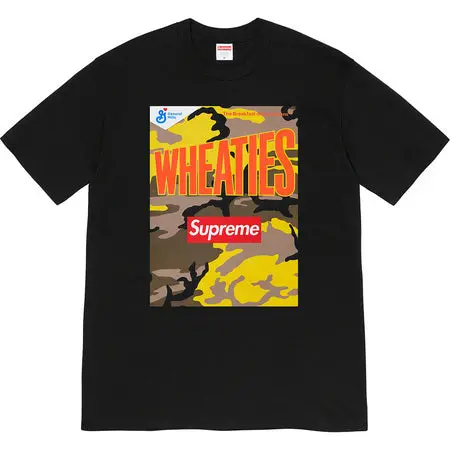 Supreme Wheaties Retro Style T-Shirt – Black Base with Colorful Print