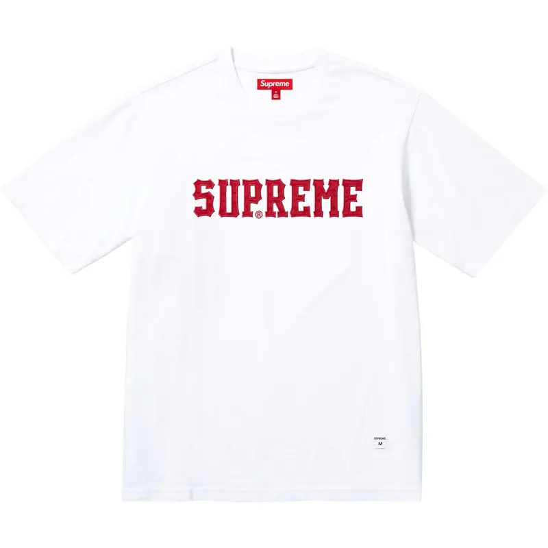 Supreme White Twill Applique Short-Sleeve Top