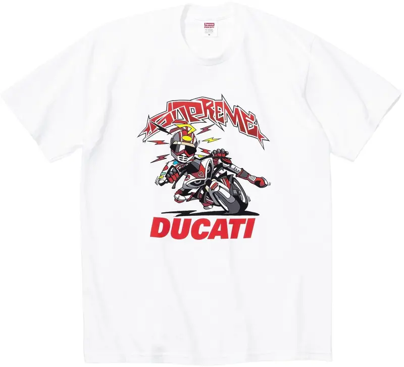 Supreme x Ducati Motorcycle Graphic Tee in White