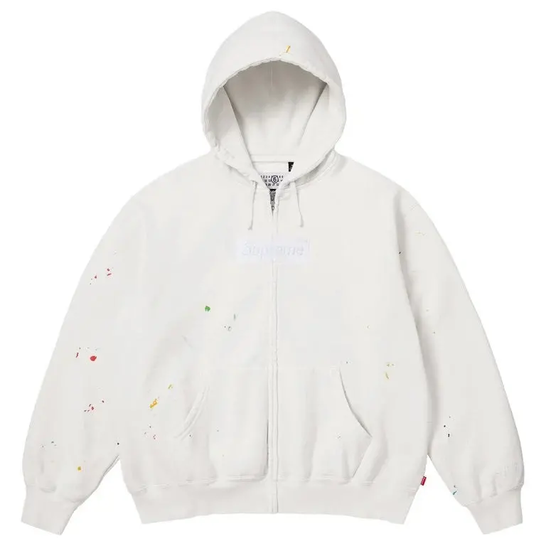 Supreme x MM6 Maison Margiela Box Logo Hooded Zip-Up Sweatshirt in Crisp White