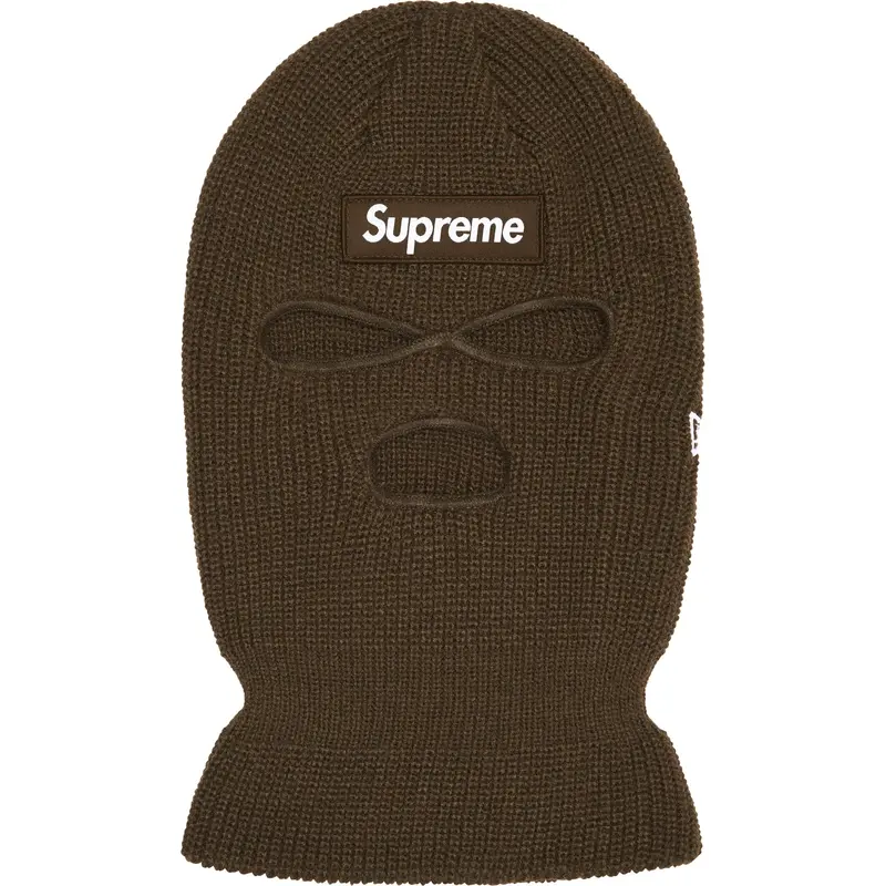 Supreme x New Era Box Logo Balaclava – Earthy Brown Stretch Fabric