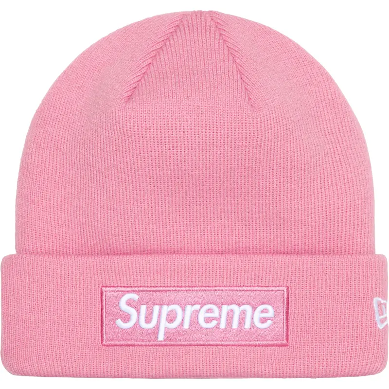 Supreme x New Era Box Logo Beanie – Blush Pink Lightweight Knit