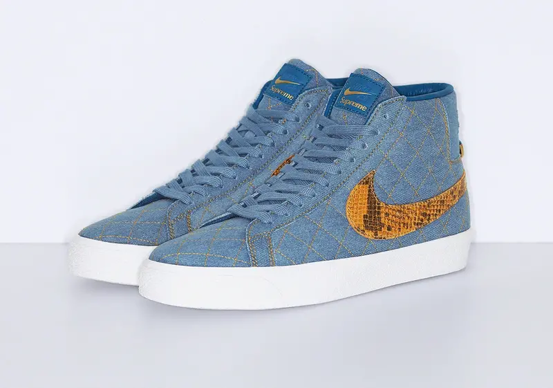 Supreme x Nike SB Blazer Mid Sneakers in Denim Finish