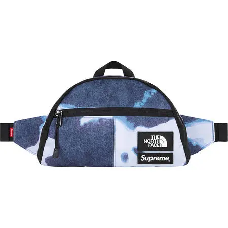 Supreme × The North Face Roo II Backpack – Bleached Denim Print (Indigo)