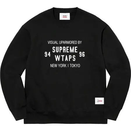 Supreme × WTAPS Black Crewneck Sweatshirt