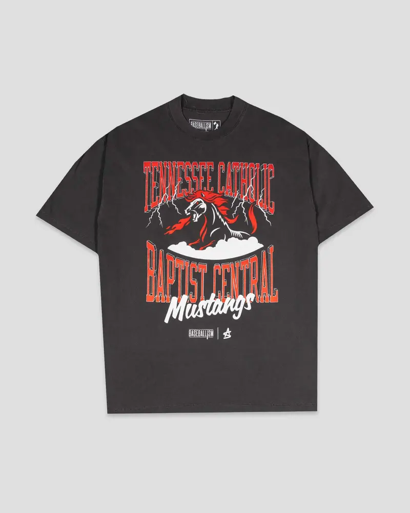 Tennessee Catholic Baptist Central Relaxed Fit T-Shirt – Carbon (Baseballism x Austin Schultz)