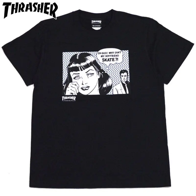 Thrasher Japan Boyfriend-Style T-Shirt in Medium Grey