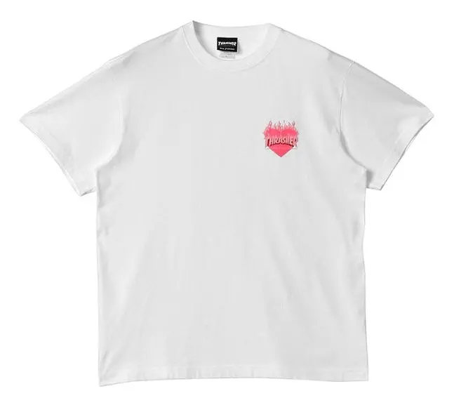 Thrasher Japan Burning Heart White T-Shirt