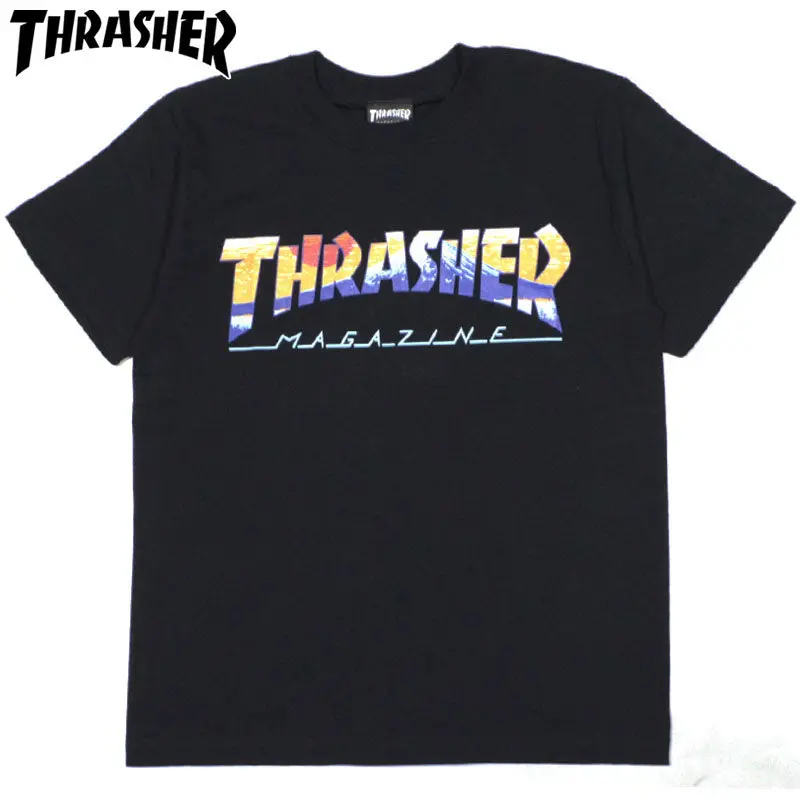 Thrasher Japan Kids Fuji Graphic Tee – Black Base with Sun Accent