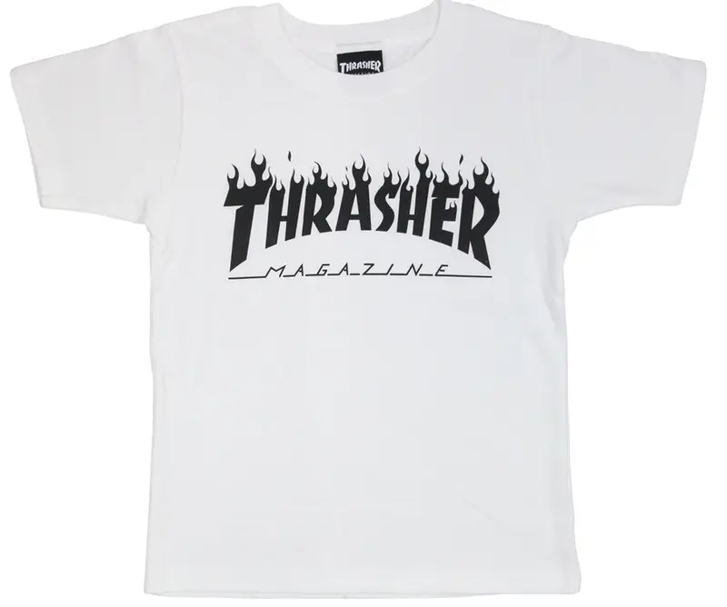Thrasher Kids Flame Logo Short Sleeve T-Shirt – White