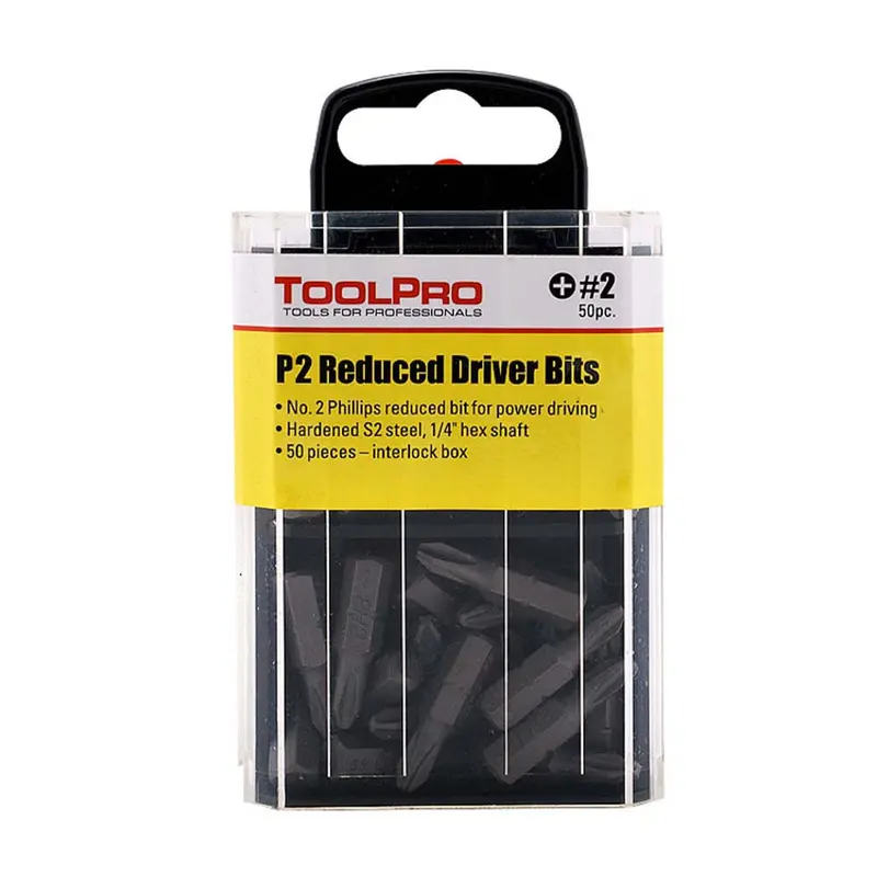 ToolPro #2R Reduced Phillips Bit Set – 50-Piece Interlocking Storage Box