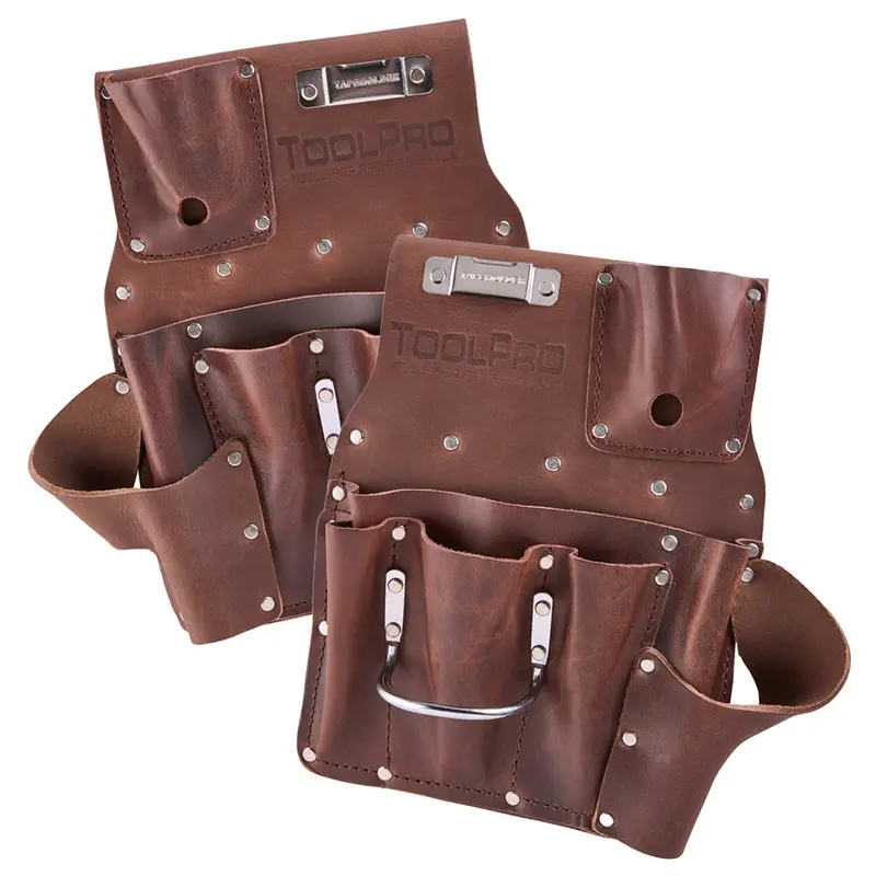 ToolPro 8-Pocket Hanging Drywall Pouch – Oil-Tanned Leather