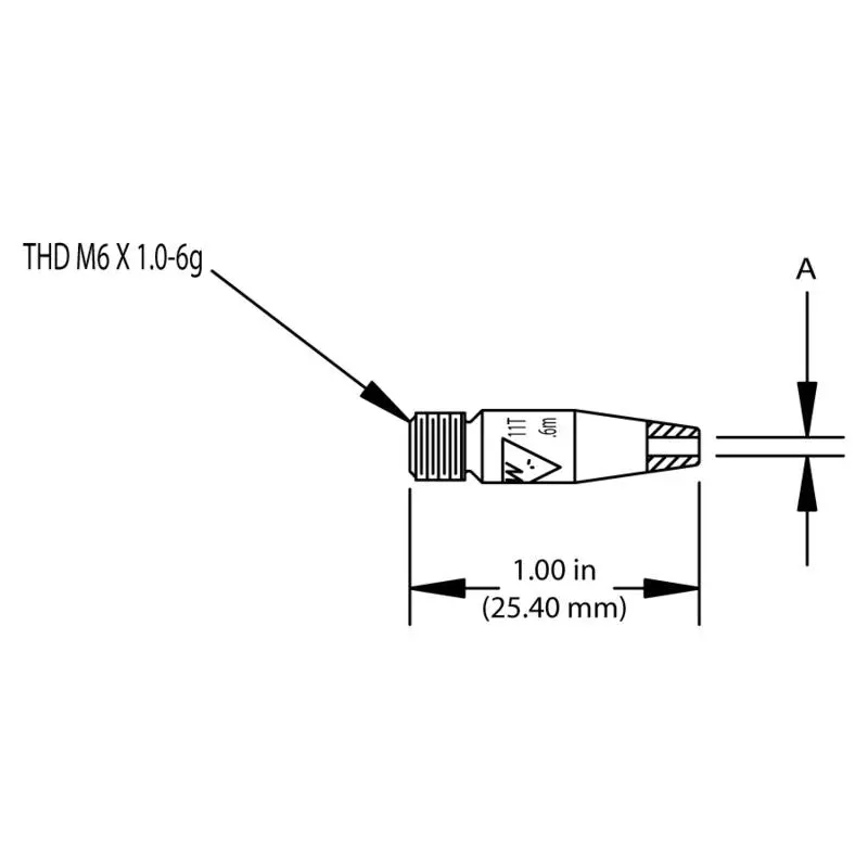 Tweco WeldSkill WS11T-35 Tapered Contact Tip (0.035″) – 25-Pack, Model 1110-1342