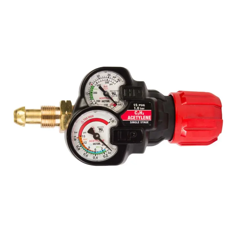 Victor Edge 2.0 ESS32 Stainless Steel Acetylene Regulator – 15 PSI, CGA 510, Model 0781-3628