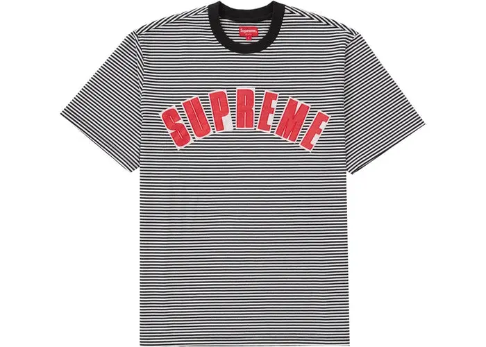 White-Stripe Arc-Applique Short-Sleeve Top by Supreme