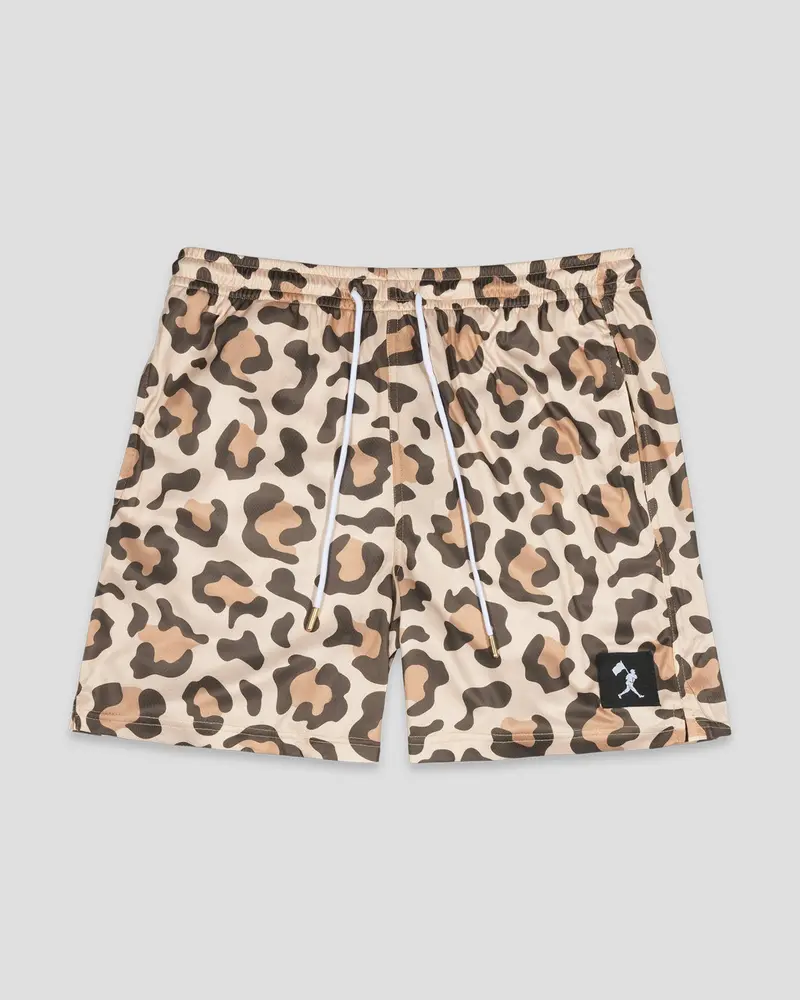 Wild Pitch Leopard Print Diamond Air Mesh Shorts