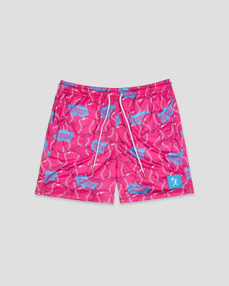 Youth Pink Gumball Factory Diamond Air Mesh Shorts